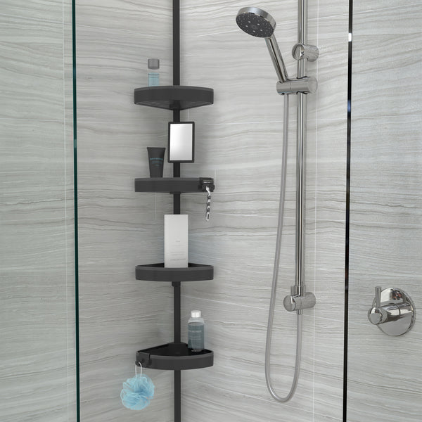 HiRISE 4 Tension Shower Caddy with Mirror